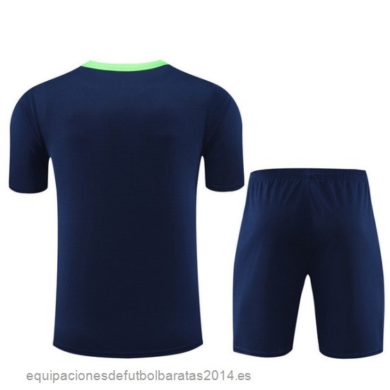 Nuevo Entrenamiento Conjunto Completo Niños Brasil 2024 Azul Marino Verde Baratas